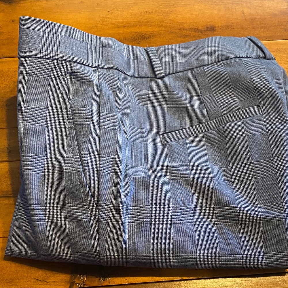 Banana Republic Women Ryan Pants Blue Plaid Straight Leg Career Preowned Size 0